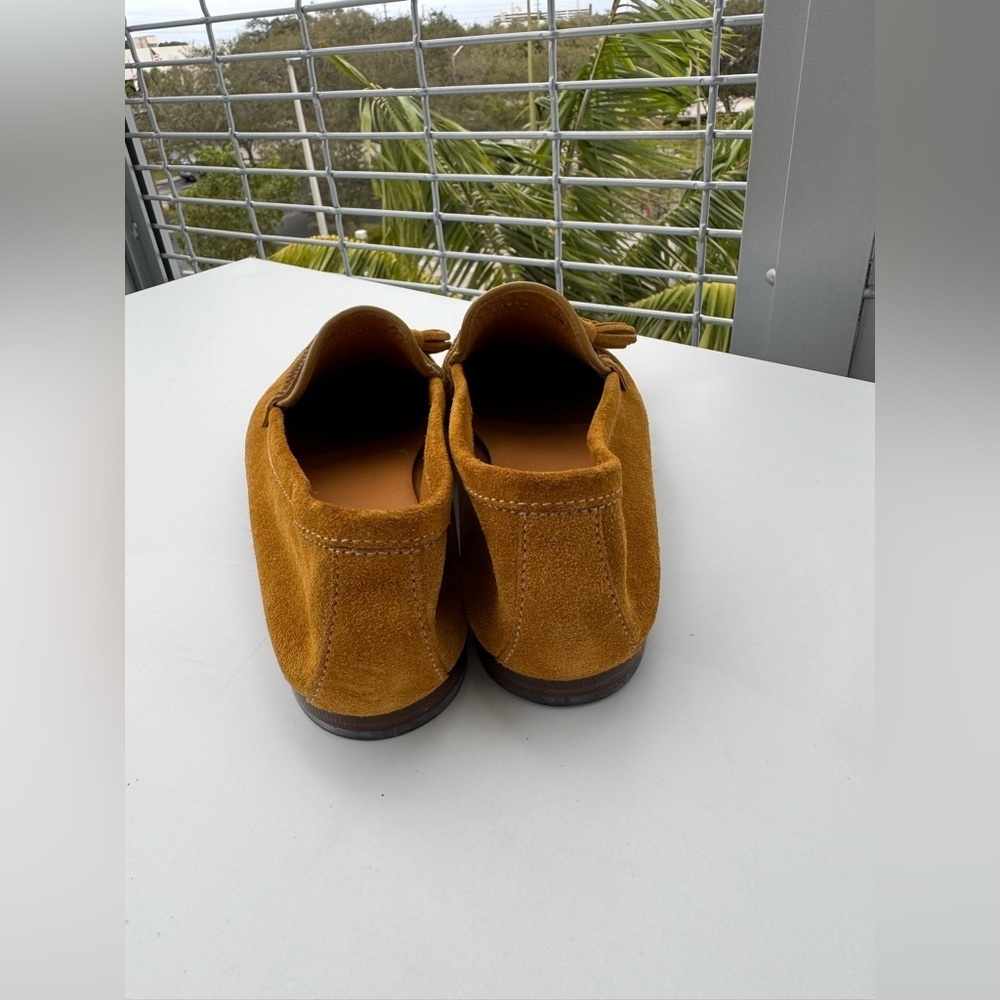 Authentic Gucci Mustard Suede Bamboo Tassel Loafers Flats Size 37.5 US 7.5 - Picture 5 of 8